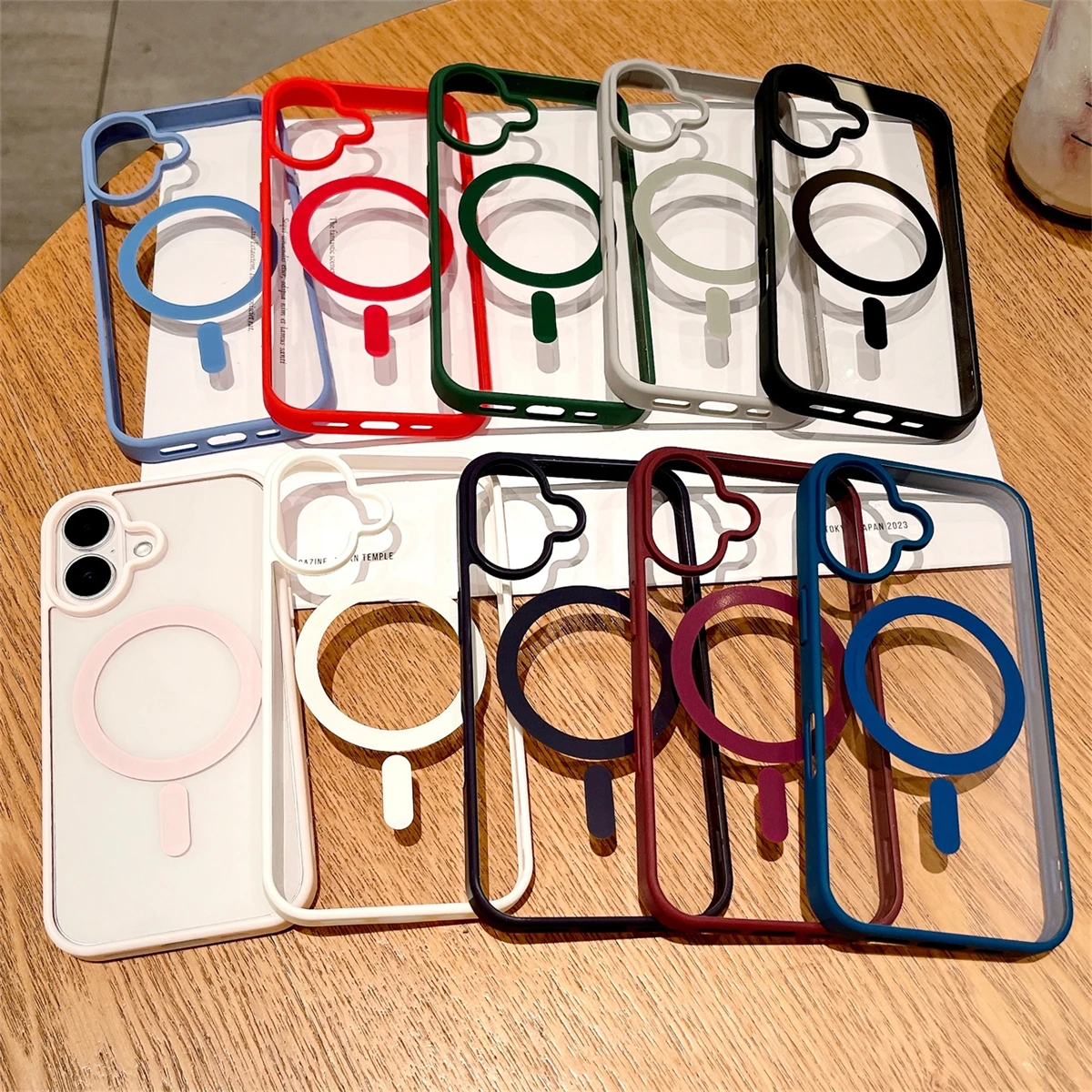 Clear Shockproof Bumper Case - iPhone 16、15、14、13、12、11 Plus、16 Pro Max、XRに対応した、高級感のある耐衝撃MagSafeワイヤレス充電ケース。透明な磁石付きバンパーカバー。