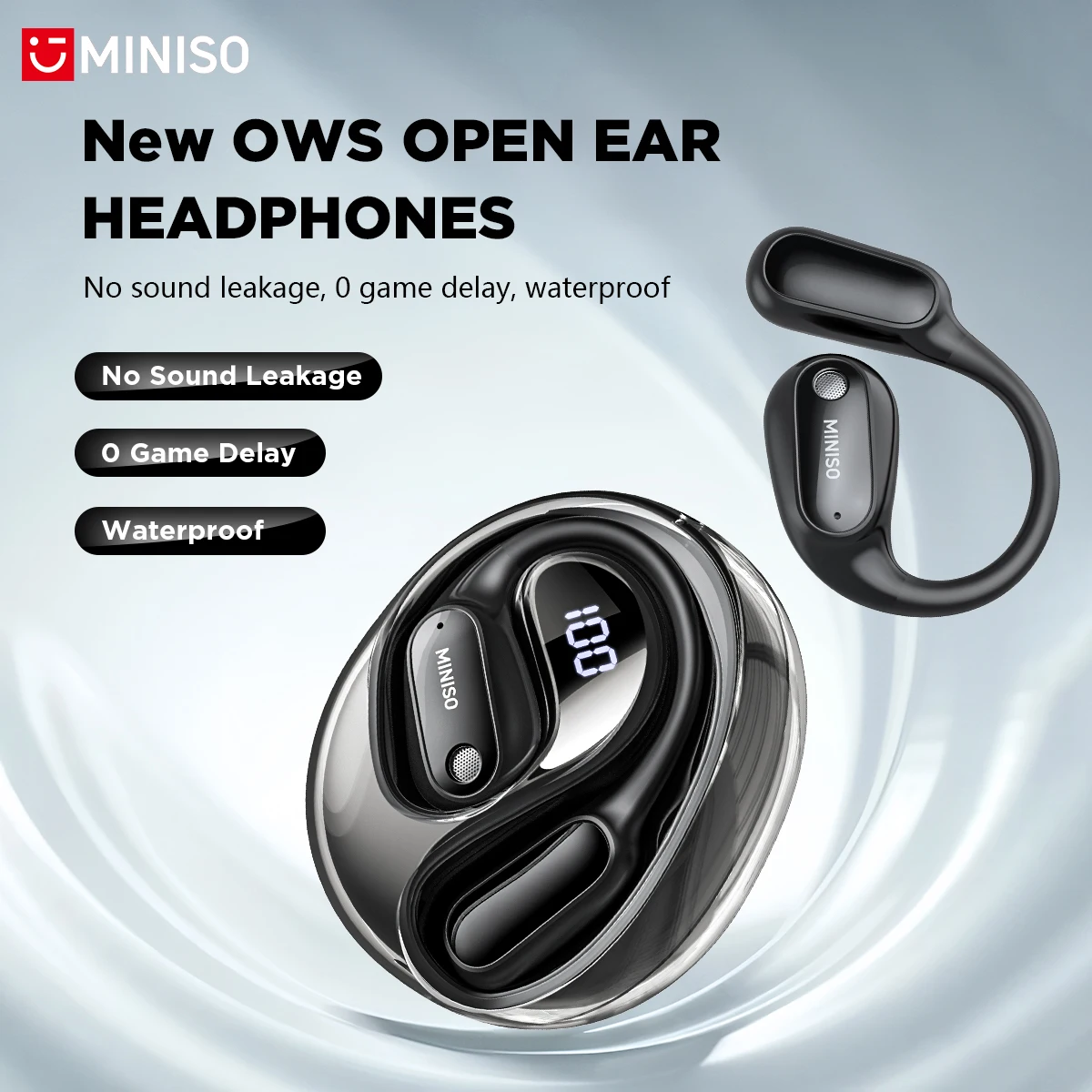Earphones - MINISO MS190 リアルタイムAI音声翻訳イヤホン。135言語に対応。ワイヤレスBluetoothイヤホン。防水仕様。会議などに最適。