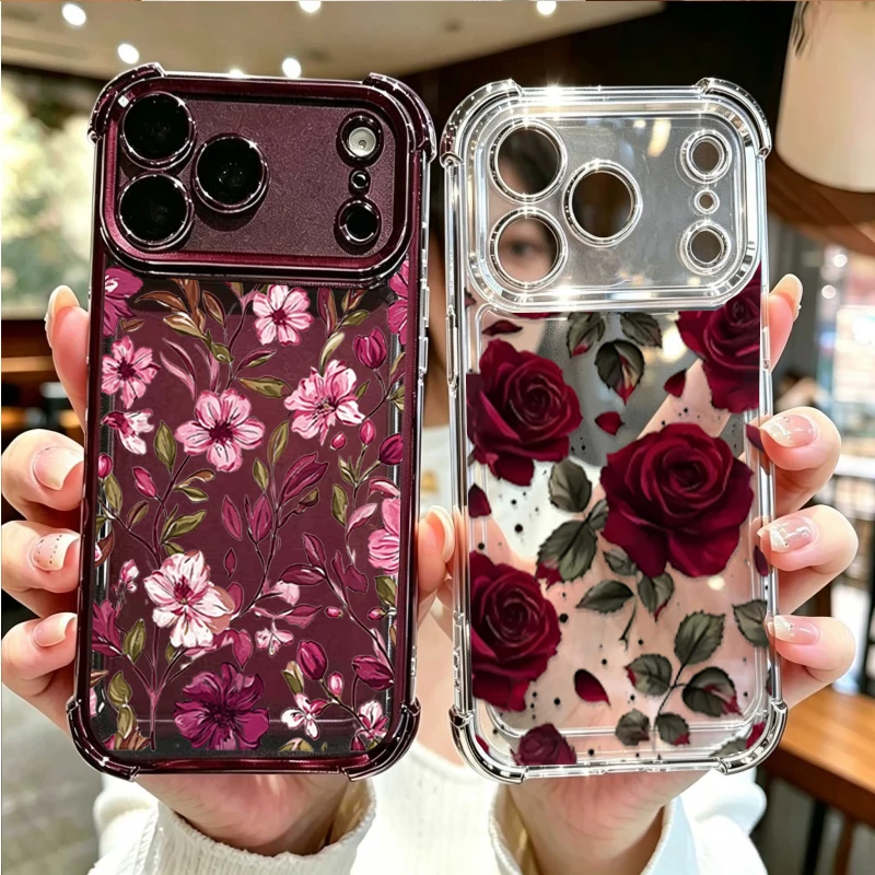 Vintage Floral Pattern Soft Case - サムスン Galaxy S26 Edge、S24、S25 Ultra、FE、S23 Plus、S26FE