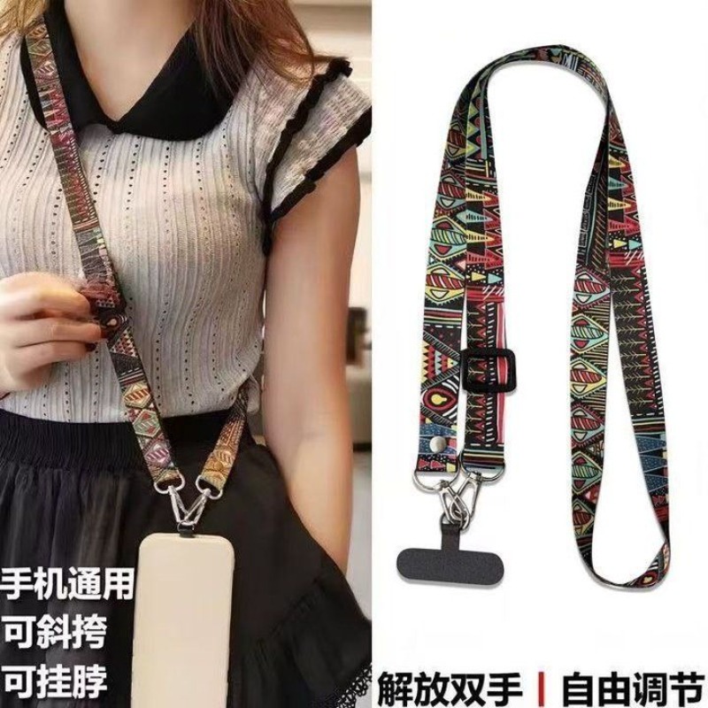 Crossbody Lanyard Neck Strap Case - キュートなエスニックスタイルの携帯ストラップ、クロスボディストラップ、携帯ケースチェーン、ネックストラップ、紛失防止携帯チェーン、ホリデーギフト