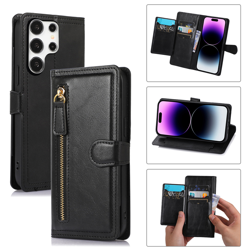 Leather Wallet Card Holder Phone Cover - Samsung Galaxy S25 Edge S24 S22
