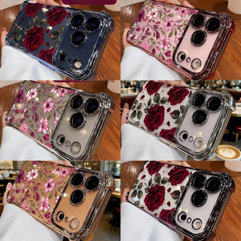 レトロな赤い花柄のケース。Redmi A7 PRO、15A、 - Vintage Floral Pattern Soft Case のレビューと価格
