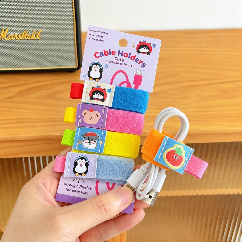 かわいい漫画デザインのケーブルオーガナイザー。マジックテープ - Earphones のレビューと価格