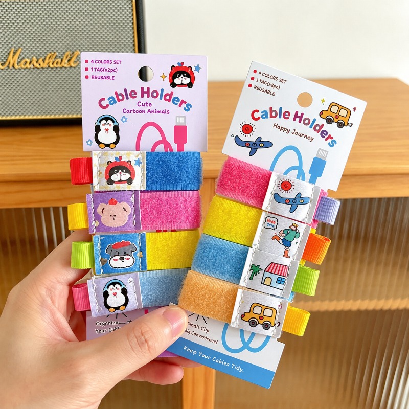 かわいい漫画デザインのケーブルオーガナイザー。マジックテープ - Earphones のレビューと価格